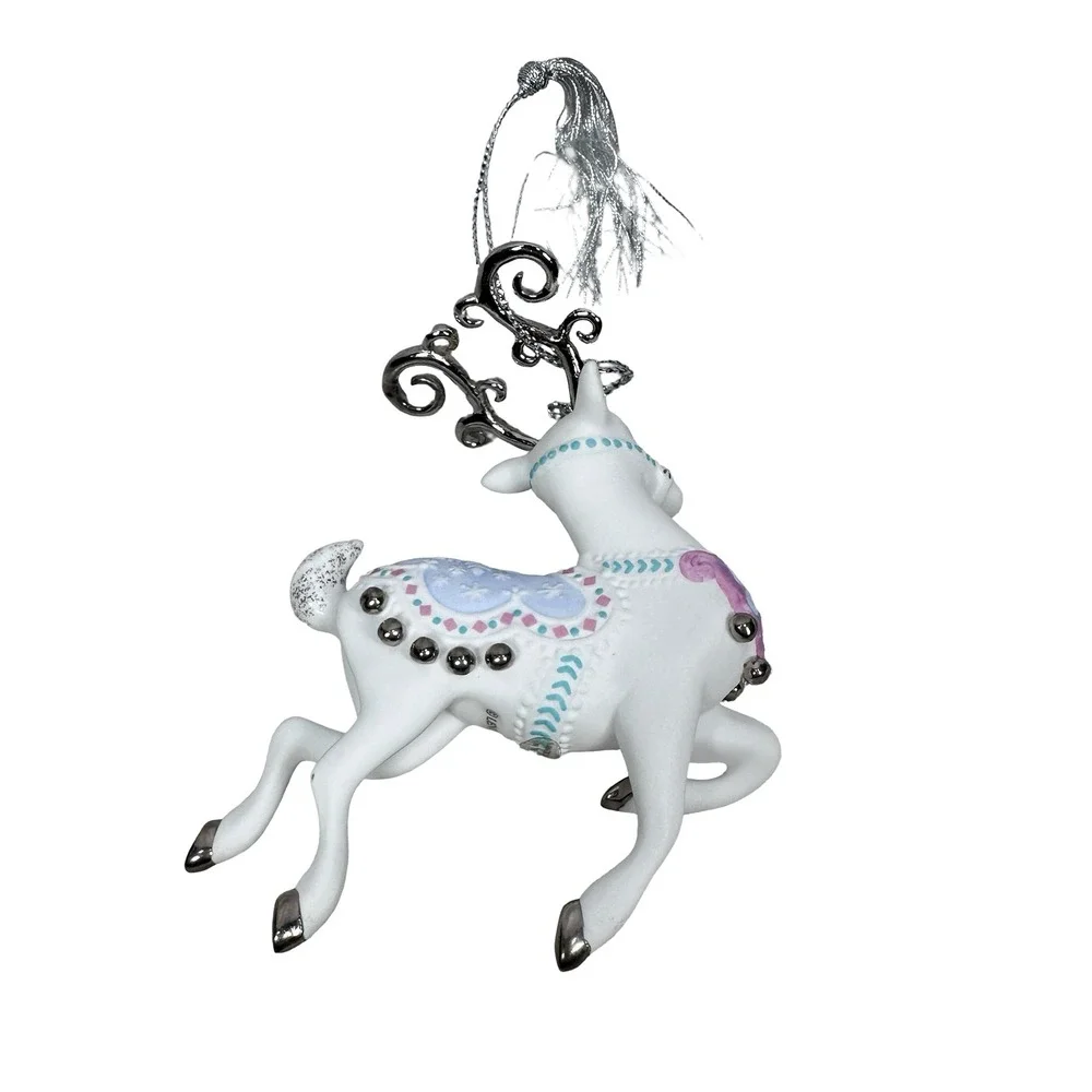 Lenox Platinum Reindeer Christmas Ornament White Silver Carousel Handcrafted